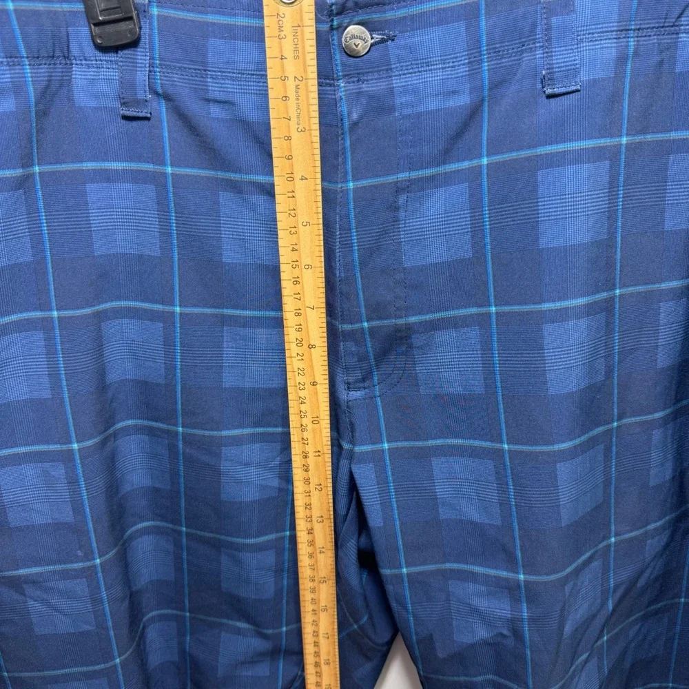 Callaway Mens Blue Plaid Golf Shorts Size 38 Elastic Waist Stretch Performance